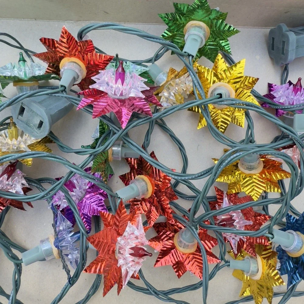 Vtg Aluminum Reflector Star Atomic Starburst Reflector Christmas Light String